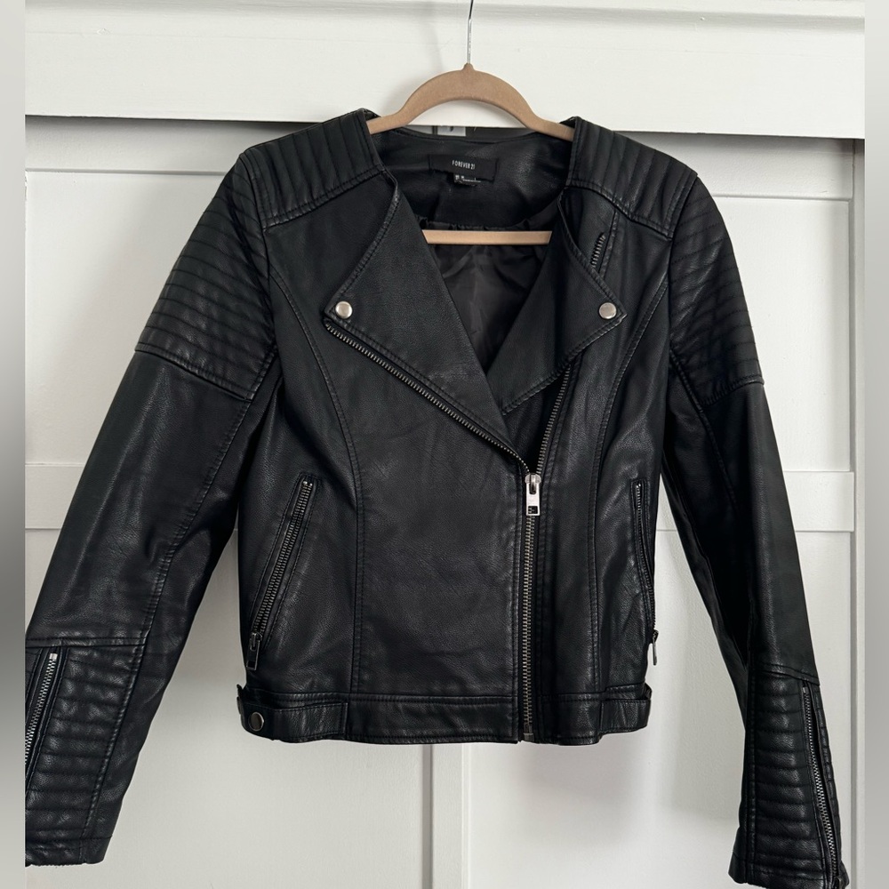 FAUX LEATHER MOTO JACKET